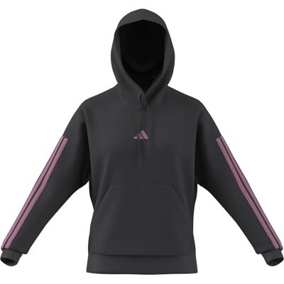 KQ5077 adidas dames ESSENTIALS 3-STRIPES FLEECE HOODIE, grey six/st tropic bloom, XS KQ5077 adidas dames ESSENTIALS 3-STRIPES FLEECE HOODIE, grey six/st tropic bloom, XS