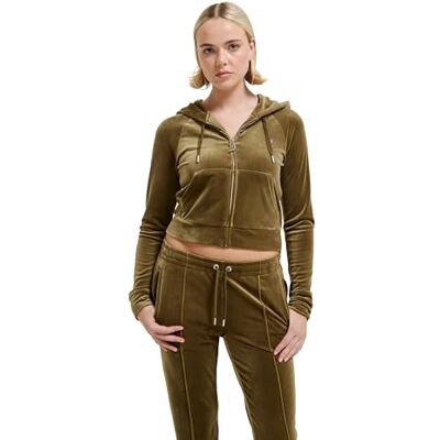 JCWA122001-693-XS Juicy Couture Madison damska bluza z kapturem, bluza z kapturem i zamkiem błyskawicznym, welurowa bluza z kapturem, ciemnooliwkowy, XS JCWA122001-693-XS Juicy Couture Madison damska bluza z kapturem, bluza z kapturem i zamkiem błyskawicznym, welurowa bluza z kapturem, ciemnooliwkowy, XS