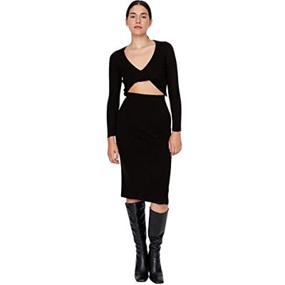 TWOAW23EL00834 Trendyol Damska sukienka z dzianiny Midi Bodycon, Czarny, M TWOAW23EL00834 Trendyol Damska sukienka z dzianiny Midi Bodycon, Czarny, M