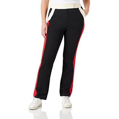 W P B01 80 S 3926 Love Moschino Flare Fit with Contrast Colour Inserts And Love Storm Heart Knit Effect Patch Spodnie Casual Damskie, Czarny czerwony beżowy, 40 W P B01 80 S 3926 Love Moschino Flare Fit with Contrast Colour Inserts And Love Storm Heart Knit Effect Patch Spodnie Casual Damskie, Czarny czerwony beżowy, 40