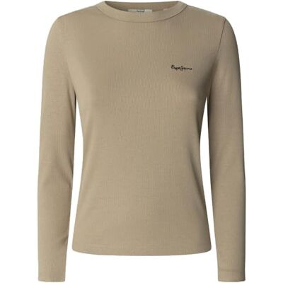 PL5000025 Pepe Jeans Damska koszulka Betina, brązowa (Stone Beige), XL, Brązowy (kamienny beż), XL PL5000025 Pepe Jeans Damska koszulka Betina, brązowa (Stone Beige), XL, Brązowy (kamienny beż), XL
