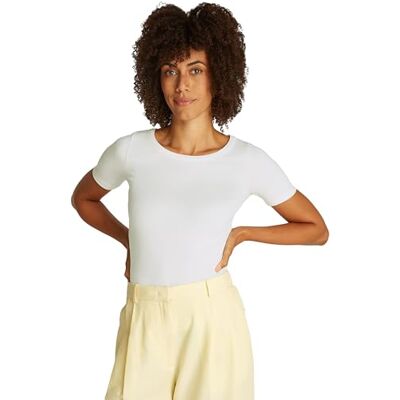 WW0WW37866YBLXXL TOMMY HILFIGER Damski SLIM 5X2 RIB C-NK SS WW0WW37866, biały, XXL, Biały (Ecru), XXL WW0WW37866YBLXXL TOMMY HILFIGER Damski SLIM 5X2 RIB C-NK SS WW0WW37866, biały, XXL, Biały (Ecru), XXL
