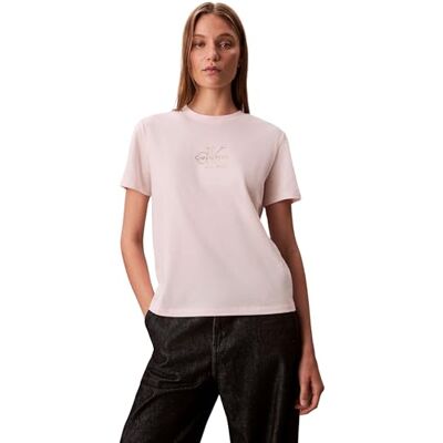 LV047D873GWFIXL Calvin Klein Jeans Damska koszulka SS Classic FOIL MONOLOGO LV047D873G Graphic Tees, różowa (Tender Blush), XL, Różowy (delikatny róż), XL LV047D873GWFIXL Calvin Klein Jeans Damska koszulka SS Classic FOIL MONOLOGO LV047D873G Graphic Tees, różowa (Tender Blush), XL, Różowy (delikatny róż), XL