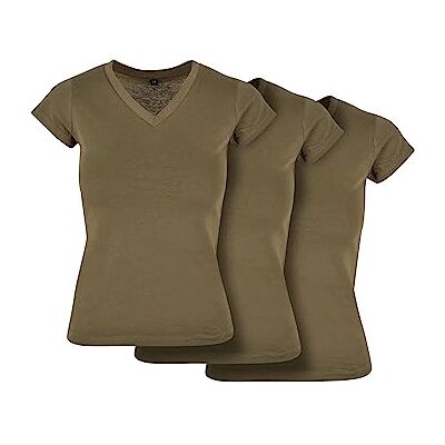 BY062B-03584-0046 Build Your Brand Damska koszulka damska Basic Tee 3-pak, koszulka basic dla kobiet, dekolt w serek, bawełna, rozmiary XS-5XL, Springolive, M BY062B-03584-0046 Build Your Brand Damska koszulka damska Basic Tee 3-pak, koszulka basic dla kobiet, dekolt w serek, bawełna, rozmiary XS-5XL, Springolive, M