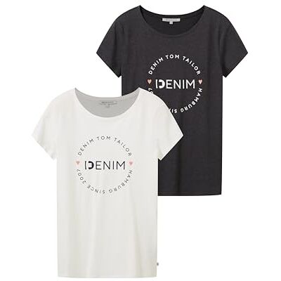 1037233 TOM TAILOR Denim Damski T-shirt , 10522 Shale Grey Melange, S 1037233 TOM TAILOR Denim Damski T-shirt , 10522 Shale Grey Melange, S