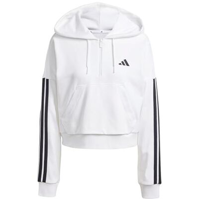 JN1948 adidas Kobiety ESSENTIALS 3-STRIPES FRENCH TERRY QUARTER-ZIP HOODIE, White/Black, XL JN1948 adidas Kobiety ESSENTIALS 3-STRIPES FRENCH TERRY QUARTER-ZIP HOODIE, White/Black, XL