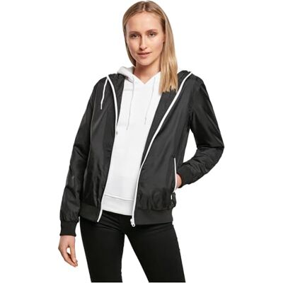 BY130-00826-0040 Build Your Brand Damska kurtka wiatrówka damska z kapturem dostępna w 3 kolorach, rozmiary XS 5XL, czarny/biały, 5XL BY130-00826-0040 Build Your Brand Damska kurtka wiatrówka damska z kapturem dostępna w 3 kolorach, rozmiary XS 5XL, czarny/biały, 5XL