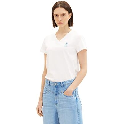 1036889 TOM TAILOR Damska koszulka z haftem, 10315 Whisper White, L 1036889 TOM TAILOR Damska koszulka z haftem, 10315 Whisper White, L