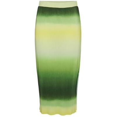 17148928 PCARTIMIS Pleated Long Skirt, Stone Green/Aop: gradient, L 17148928 PCARTIMIS Pleated Long Skirt, Stone Green/Aop: gradient, L