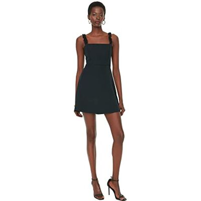 TWOSS22EL2175 Trendyol Damska sukienka mini Basic Regular Woven, Czarny, 62 TWOSS22EL2175 Trendyol Damska sukienka mini Basic Regular Woven, Czarny, 62