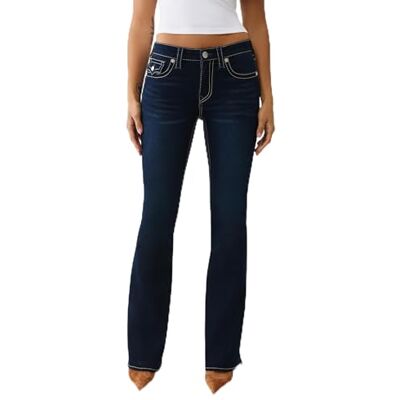 600588 True Religion Joey Big T damski średni stan Flap Flare, niebieski, 31 600588 True Religion Joey Big T damski średni stan Flap Flare, niebieski, 31