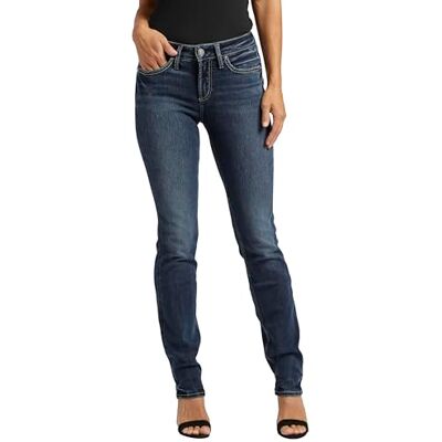 L93413EDB359 Silver Jeans Co. Damskie jeansy Mid Rise Straight Leg Jean, Dark Wash Edb359, 30 W x 29 L L93413EDB359 Silver Jeans Co. Damskie jeansy Mid Rise Straight Leg Jean, Dark Wash Edb359, 30 W x 29 L