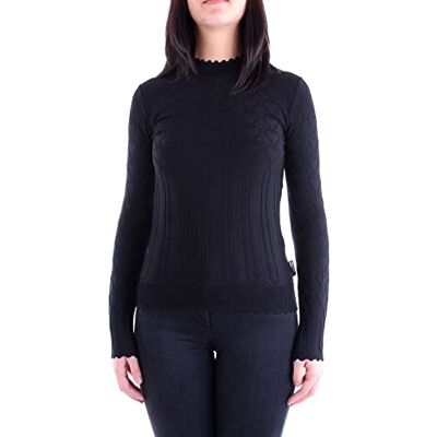 W S D19 10 X A107 Love Moschino Damski Fitted with Long Sleeves,Collar, Cuffs and Bottom Hem Feature A Textured Edge Pullover Sweater, czarny, 48 PL W S D19 10 X A107 Love Moschino Damski Fitted with Long Sleeves,Collar, Cuffs and Bottom Hem Feature A Textured Edge Pullover Sweater, czarny, 48 PL