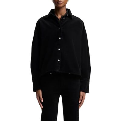 7UL10V64-CB4 Nina Cropped Shirt Corduroy Black, czarny, L 7UL10V64-CB4 Nina Cropped Shirt Corduroy Black, czarny, L