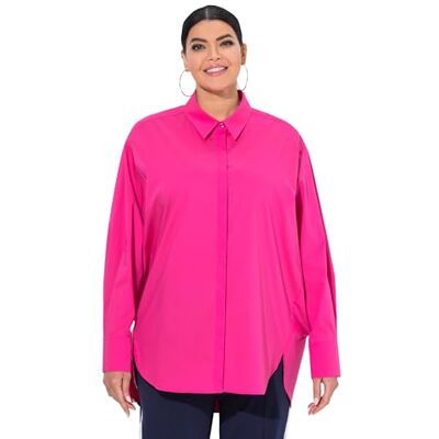 813741 Ulla Popken damska duże rozmiary plus size, koszula z guzikami z masy perłowej, oversize, długi rękaw, Rosa, 58-60 813741 Ulla Popken damska duże rozmiary plus size, koszula z guzikami z masy perłowej, oversize, długi rękaw, Rosa, 58-60