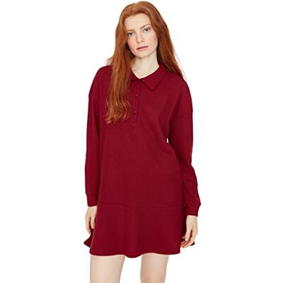 THMAW23EL00016/Bordo Trendyol Damska damska odzież wypoczynkowa oversize standardowa stójka tkana sukienka, bordowa, S, Burgund, S THMAW23EL00016/Bordo Trendyol Damska damska odzież wypoczynkowa oversize standardowa stójka tkana sukienka, bordowa, S, Burgund, S