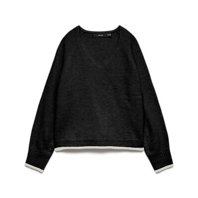 10331898-4900828 VERO MODA Vmaquarius Ls V-Neck Raglan sweter Bf, czarny, S 10331898-4900828 VERO MODA Vmaquarius Ls V-Neck Raglan sweter Bf, czarny, S