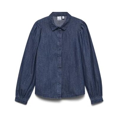 10272328 VERO MODA Bluzka damska Nily Blue Denim/czarny/biały XL, Ciemnoniebieski materiał dżinsowy, XL 10272328 VERO MODA Bluzka damska Nily Blue Denim/czarny/biały XL, Ciemnoniebieski materiał dżinsowy, XL
