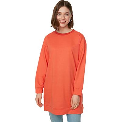 TCTAW22TW0138 TRENDYOL Damska prosta bluza z długim rękawem, koralowy, S TCTAW22TW0138 TRENDYOL Damska prosta bluza z długim rękawem, koralowy, S