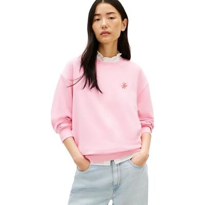 WW0WW48724TOLS Tommy Hilfiger TH Script Reg Sweatshirt Ww0ww48724 bluza z kapturem, różowa (klasyczny róż), rozmiar S damski WW0WW48724TOLS Tommy Hilfiger TH Script Reg Sweatshirt Ww0ww48724 bluza z kapturem, różowa (klasyczny róż), rozmiar S damski