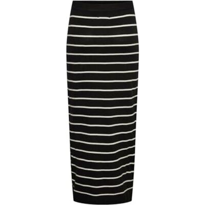 17150578 PIECES Damska spódnica z dzianiny Pcjoy Ankle Slit Knit Mm, Black/Stripes:cloud Dancer, M 17150578 PIECES Damska spódnica z dzianiny Pcjoy Ankle Slit Knit Mm, Black/Stripes:cloud Dancer, M