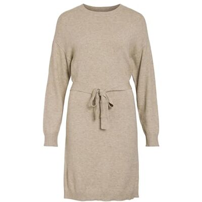 14094186 VIRIL O-NECK L/S Pasek KNIT DRESS NOOS, Naturalny melanż, L 14094186 VIRIL O-NECK L/S Pasek KNIT DRESS NOOS, Naturalny melanż, L