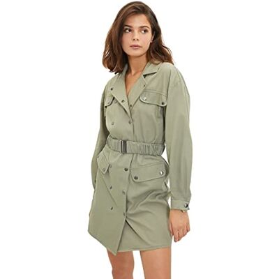 TWOAW22EL0446 TRENDYOL Damska mini sukienka marynarka regular fit tkanina, khaki, 40 TWOAW22EL0446 TRENDYOL Damska mini sukienka marynarka regular fit tkanina, khaki, 40
