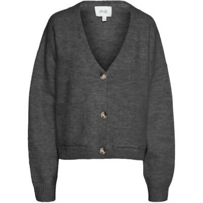 10312324 VERO MODA Vmgemma Ls V-Neck Knit Cardigan VMA Noos Sweter, ciemnoszary melanż, XS 10312324 VERO MODA Vmgemma Ls V-Neck Knit Cardigan VMA Noos Sweter, ciemnoszary melanż, XS