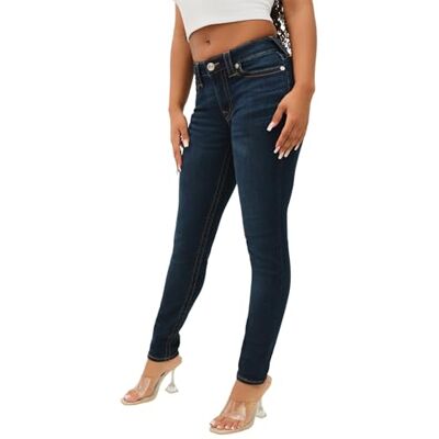 208799 True Religion Damskie dżinsy Halle Mid Rise Super Skinny Fit Denim Single Needle Stitching, Ulepszenie indygo, 27 208799 True Religion Damskie dżinsy Halle Mid Rise Super Skinny Fit Denim Single Needle Stitching, Ulepszenie indygo, 27