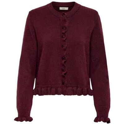 15363485-4919270 Jdy Letty L/S On Frill KNT Noos kardigan, baner maroon, L 15363485-4919270 Jdy Letty L/S On Frill KNT Noos kardigan, baner maroon, L