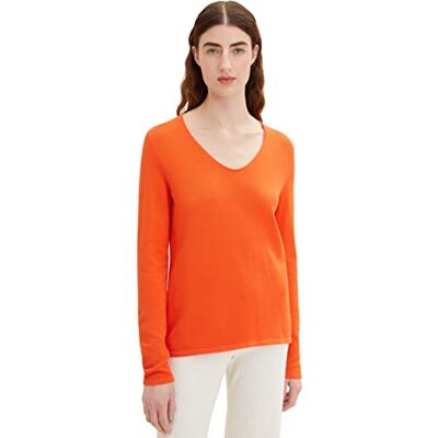 1012976 TOM TAILOR Damski Sweter z dzianiny Basic , 15612 Fever Red, XXS 1012976 TOM TAILOR Damski Sweter z dzianiny Basic , 15612 Fever Red, XXS