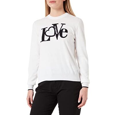 W S M06 10 X 1472 Love Moschino Damski sweter z miłością żakardowy sweter Intarsia, Optyczny biały, 38 W S M06 10 X 1472 Love Moschino Damski sweter z miłością żakardowy sweter Intarsia, Optyczny biały, 38
