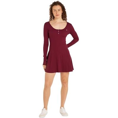 DW0DW18482VVKS Tommy Jeans Tjw Henley sukienka damska, Valley Grape, S DW0DW18482VVKS Tommy Jeans Tjw Henley sukienka damska, Valley Grape, S