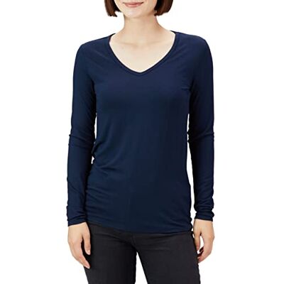 PIRD-17031395-navy-X-Large Daily Ritual Koszulka z dekoltem w serek, damska z długim rękawem, granatowa, XL PIRD-17031395-navy-X-Large Daily Ritual Koszulka z dekoltem w serek, damska z długim rękawem, granatowa, XL