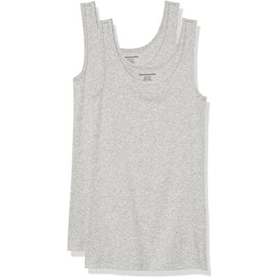 WAE45056SP18-Heather-Small Amazon Essentials Women's Koszulka typu tank slim fit, Pack of 2, Jasnoszary wrzos, S WAE45056SP18-Heather-Small Amazon Essentials Women's Koszulka typu tank slim fit, Pack of 2, Jasnoszary wrzos, S