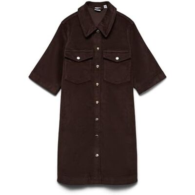 10337795-4870896 VERO MODA Vmfenja 2/4 Short Corduroy Dress Noos, Tort czekoladowy, XS 10337795-4870896 VERO MODA Vmfenja 2/4 Short Corduroy Dress Noos, Tort czekoladowy, XS