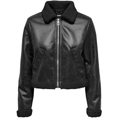 15322046 ONLY Onlbetty Bonded Zip Jacket Cc OTW kurtka motocyklowa damska, Czarny/szczegóły: czarny, M 15322046 ONLY Onlbetty Bonded Zip Jacket Cc OTW kurtka motocyklowa damska, Czarny/szczegóły: czarny, M