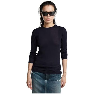 D25058 G-Star RAW Prążkowane panele na ramiona, wąski, długi rękaw, Niebieski (Osaka Blue -c954-3873), S D25058 G-Star RAW Prążkowane panele na ramiona, wąski, długi rękaw, Niebieski (Osaka Blue -c954-3873), S