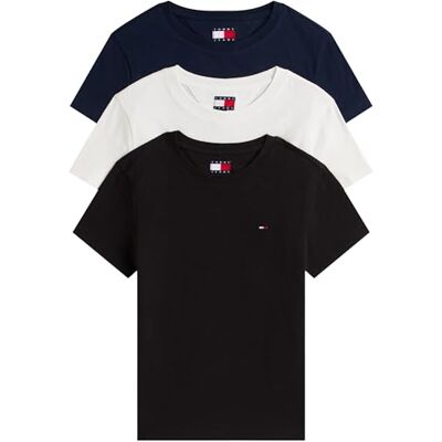 DW0DW221750XMXXS TOMMY JEANS Damska koszulka TJW 3-pak z dekoltem w kształcie litery C DW0DW22175, Multi, XXS, Multi (czarny/ecru/ciemny noc granatowy), XXS DW0DW221750XMXXS TOMMY JEANS Damska koszulka TJW 3-pak z dekoltem w kształcie litery C DW0DW22175, Multi, XXS, Multi (czarny/ecru/ciemny noc granatowy), XXS