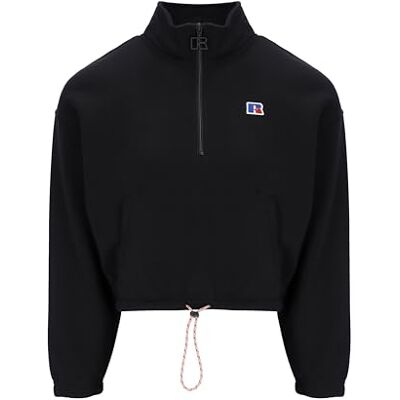 E34012-IO-099 Russell Athletic ZARE-Cropped Half Zip Sweatshirt Kobiety Długie Dzianiny Czarny Rozmiar S E34012-IO-099 Russell Athletic ZARE-Cropped Half Zip Sweatshirt Kobiety Długie Dzianiny Czarny Rozmiar S