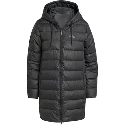 KLK19 adidas Kobiety Essentials Climawarm 3 Stripes Light Down Hooded Parkas Coat, black, S KLK19 adidas Kobiety Essentials Climawarm 3 Stripes Light Down Hooded Parkas Coat, black, S