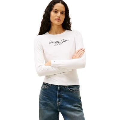DW0DW21844YBLXXS Tommy Jeans Damska koszulka TJW Slim Essential Logo 1 LS DW0DW21844 L/S, biała (Ecru), XXS, Biały (Ecru), XXS DW0DW21844YBLXXS Tommy Jeans Damska koszulka TJW Slim Essential Logo 1 LS DW0DW21844 L/S, biała (Ecru), XXS, Biały (Ecru), XXS