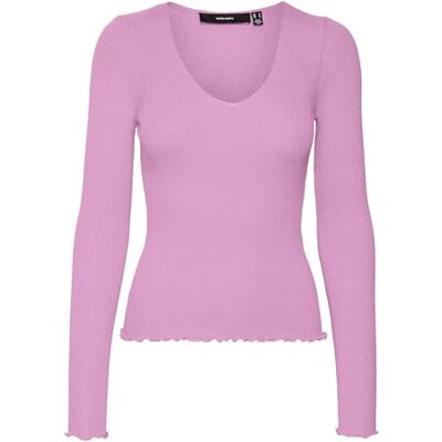 10291652 VERO MODA Vmevie Ls V-Neck Ga Noos sweter damski, Pastel Lavender, XL 10291652 VERO MODA Vmevie Ls V-Neck Ga Noos sweter damski, Pastel Lavender, XL