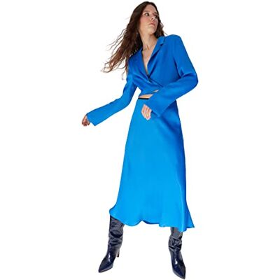 TWOAW23ET00312 TRENDYOL Women's Damski Midi linia A tkanina tkana spódnica Skirt, niebieska, 40, Blau, 40 TWOAW23ET00312 TRENDYOL Women's Damski Midi linia A tkanina tkana spódnica Skirt, niebieska, 40, Blau, 40
