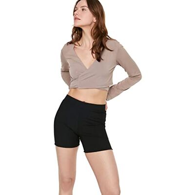 TWOSS21TA0029 Trendyol Mavulu Krótkie koronkowe legginsy damskie, czarny, XS TWOSS21TA0029 Trendyol Mavulu Krótkie koronkowe legginsy damskie, czarny, XS