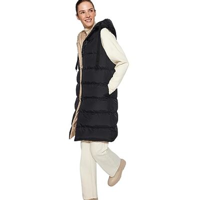 TWOAW24YE00020 Trendyol FeMan Oversize Puffer Hood Woven Vest, czarno-Mink, L, Czarny (Mink), L TWOAW24YE00020 Trendyol FeMan Oversize Puffer Hood Woven Vest, czarno-Mink, L, Czarny (Mink), L