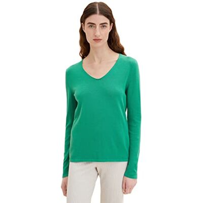 1012976 TOM TAILOR Sweter z dzianiny Basic Kobiety, 31032 Vivid Leaf Green, XXS 1012976 TOM TAILOR Sweter z dzianiny Basic Kobiety, 31032 Vivid Leaf Green, XXS