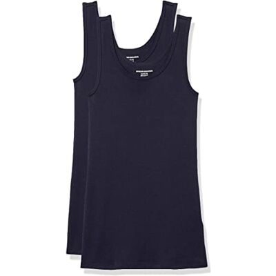 WAE45056SP18-Navy-X-Small Amazon Essentials Women's Koszulka typu tank slim fit, Pack of 2, Granatowy, XS WAE45056SP18-Navy-X-Small Amazon Essentials Women's Koszulka typu tank slim fit, Pack of 2, Granatowy, XS