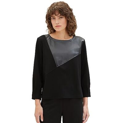 1039093 TOM TAILOR T-shirt damski, 14482 – Deep Black, M 1039093 TOM TAILOR T-shirt damski, 14482 – Deep Black, M