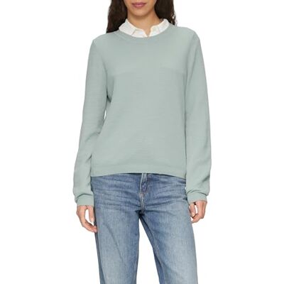 2150188 QS Sweter z dzianiny ze strukturą z mieszanki wiskozy, zielony (salbeigrün), L 2150188 QS Sweter z dzianiny ze strukturą z mieszanki wiskozy, zielony (salbeigrün), L